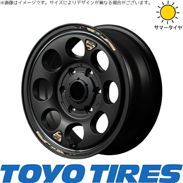 トーヨータイヤ V03E 195/80R15 ＋ MIDホイール x DOD ウシャリン セミグロスブラック/リム 15インチ 6J +33 6H139.7P サマー・ホイール4本セット。1枚目。