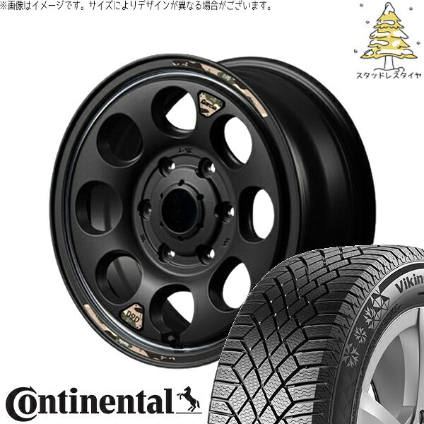 コンチネンタル バイキングコンタクト セブン (VikingContact7) 215/70R16 ＋ MIDホイール x DOD ウシャリン セミグロスブラック/リム 16インチ 6.5J +38 6H139.7P スタッドレス・ホイール4本セット。1枚目。