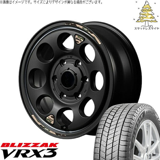 ブリヂストン ブリザック VRX3 215/70R15 ＋ MIDホイール x DOD ウシャリン セミグロスブラック/リム 15インチ 6J +33 6H139.7P スタッドレス・ホイール4本セット。1枚目。