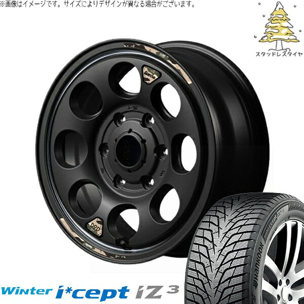 ハンコック ウィンターアイセプト IZ3 W636 215/65R16 ＋ MIDホイール x DOD ウシャリン セミグロスブラック/リム 16インチ 6.5J +38 6H139.7P スタッドレス・ホイール4本セット。1枚目。