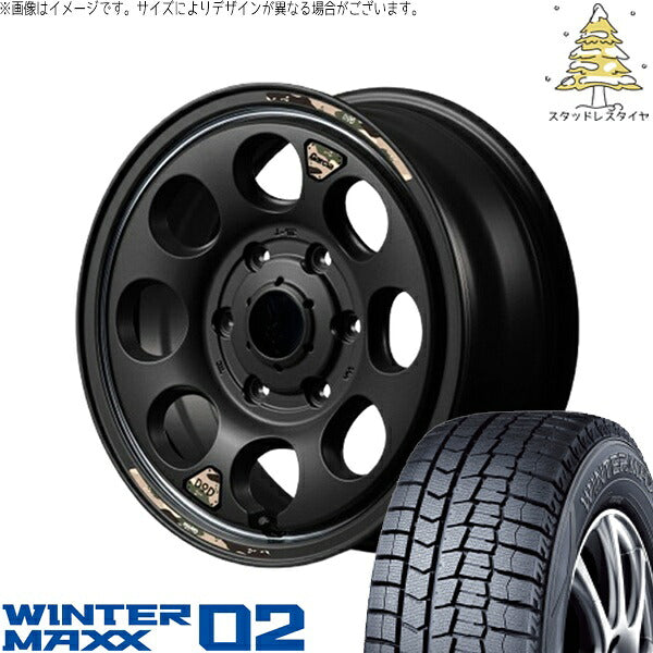 ダンロップ ウィンターマックス02 215/65R16 ＋ MIDホイール x DOD ウシャリン セミグロスブラック/リム 16インチ 6.5J +38 6H139.7P スタッドレス・ホイール4本セット。1枚目。