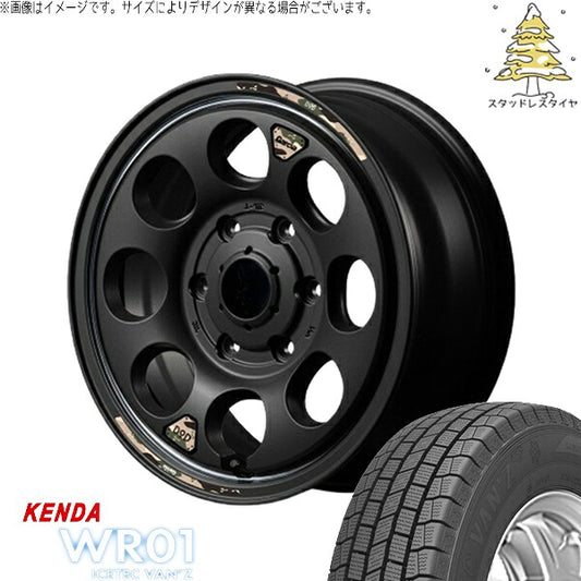 ケンダ アイステックバン WR01 195/80R15 ＋ MIDホイール x DOD ウシャリン セミグロスブラック/リム 15インチ 6J +33 6H139.7P スタッドレス・ホイール4本セット。1枚目。