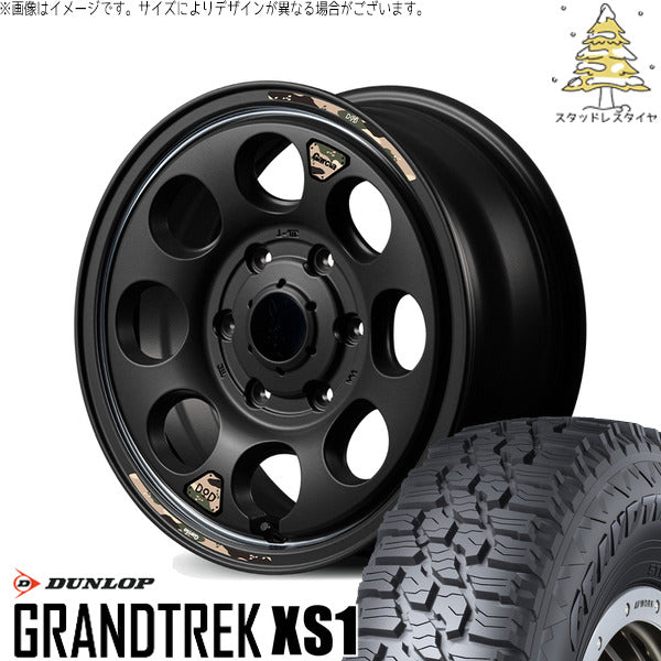 ダンロップ グラントレック XS1 215/70R16 ＋ MIDホイール x DOD ウシャリン セミグロスブラック/リム 16インチ 6.5J +38 6H139.7P スタッドレス・ホイール4本セット。1枚目。