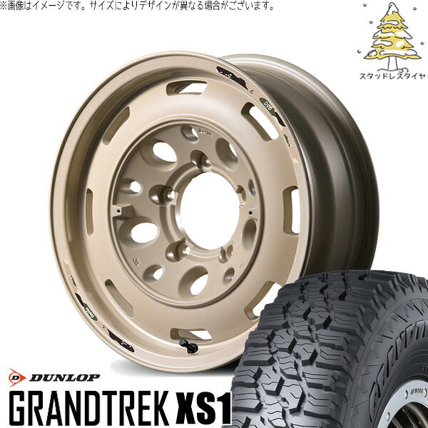 ダンロップ グラントレック XS1 215/70R16 ＋ MIDホイール x DOD ウシャリントバリ セミグロスサンドベージュ 16インチ 5.5J +20 5H139.7P スタッドレス・ホイール4本セット。1枚目。