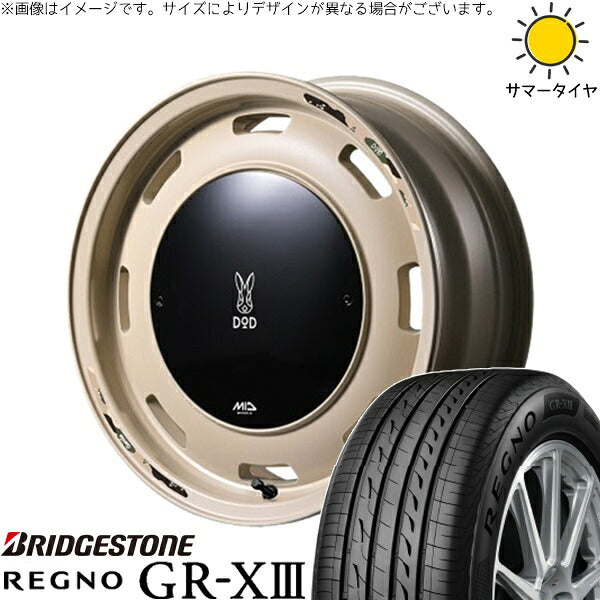 ブリヂストン レグノ GR-X3 165/55R15 ＋ MIDホイール x DOD ウシャリントバリ セミグロスサンドベージュ 15インチ 4.5J +45 4H100P サマー・ホイール4本セット。1枚目。
