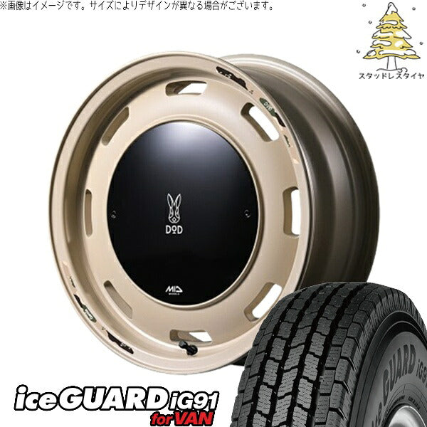 ヨコハマタイヤ アイスガード91 IG91 225/75R16 ＋ MIDホイール x DOD ウシャリントバリ セミグロスサンドベージュ 16インチ 5.5J +20 5H139.7P スタッドレス・ホイール4本セット。1枚目。