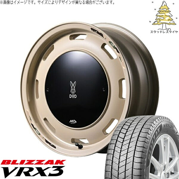 ブリヂストン ブリザック VRX3 165/65R15 ＋ MIDホイール x DOD ウシャリントバリ セミグロスサンドベージュ 15インチ 4.5J +45 4H100P スタッドレス・ホイール4本セット。1枚目。