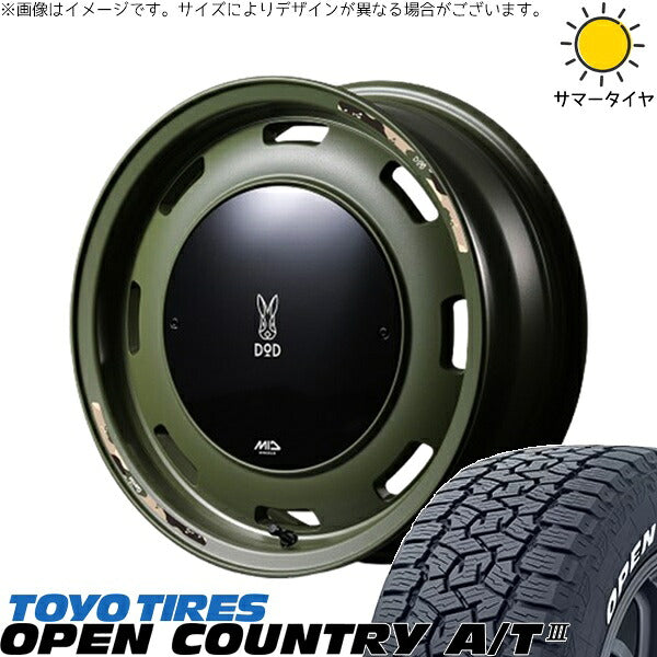 トーヨータイヤ オープンカントリー A/T3 225/70R16 ＋ MIDホイール x DOD ウシャリントバリ セミグロスODグリーン 16インチ 5.5J +20 5H139.7P サマー・ホイール4本セット。1枚目。