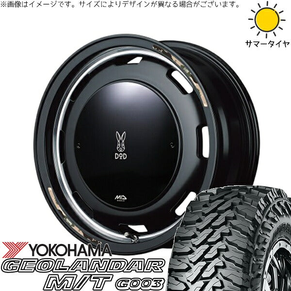 ヨコハマタイヤ ジオランダー M/T G003 225/70R16 ＋ MIDホイール x DOD ウシャリントバリ セミグロスブラック 16インチ 6J -5 5H139.7P サマー・ホイール4本セット。1枚目。
