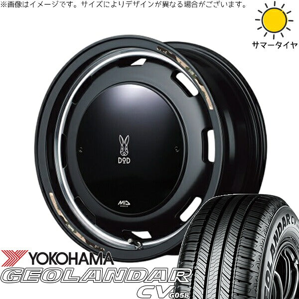 ヨコハマタイヤ ジオランダーCV G058 215/70R16 ＋ MIDホイール x DOD ウシャリントバリ セミグロスブラック 16インチ 6J -5 5H139.7P サマー・ホイール4本セット。1枚目。