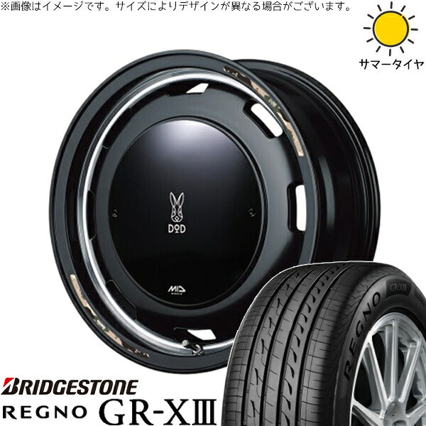 ブリヂストン レグノ GR-X3 165/60R15 ＋ MIDホイール x DOD ウシャリントバリ セミグロスブラック 15インチ 4.5J +45 4H100P サマー・ホイール4本セット。1枚目。