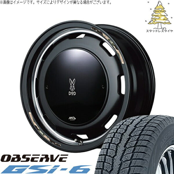 トーヨータイヤ オブザーブ Gsi-6 225/70R16 ＋ MIDホイール x DOD ウシャリントバリ セミグロスブラック 16インチ 5.5J +20 5H139.7P スタッドレス・ホイール4本セット。1枚目。