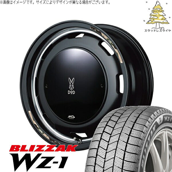 ブリヂストン ブリザック WZ-1 175/80R16 ＋ MIDホイール x DOD ウシャリントバリ セミグロスブラック 16インチ 5.5J +20 5H139.7P スタッドレス・ホイール4本セット。1枚目。