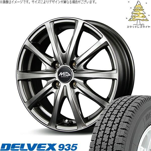 トーヨータイヤ デルベックス 935 (DELVEX 935) 145/80R12 ＋ MIDホイール V25 メタリックグレー 12インチ 4.00B +42 4H100P スタッドレス・ホイール4本セット。1枚目。
