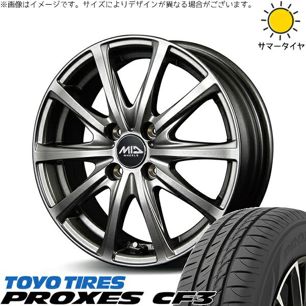 トーヨータイヤ プロクセス CF3 155/65R14 ＋ MIDホイール V25 メタリックグレー 14インチ 4.5J +45 4H100P サマー・ホイール4本セット。1枚目。