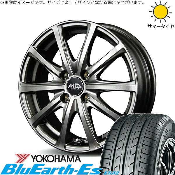 ヨコハマタイヤ ブルーアース ES32 165/50R16 ＋ MIDホイール V25 メタリックグレー 16インチ 6J +43 4H100P サマー・ホイール4本セット。1枚目。