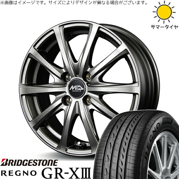 ブリヂストン レグノ GR-X3 RV 195/65R15 ＋ MIDホイール V25 メタリックグレー 15インチ 5.5J +40 4H100P サマー・ホイール4本セット。1枚目。