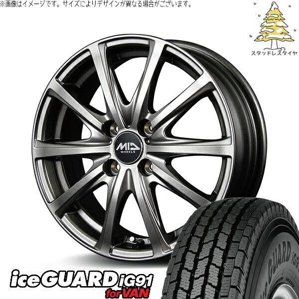 ヨコハマタイヤ アイスガード91 (iceGUARD91 IG91) 185/65R15 ＋ MIDホイール V25 メタリックグレー 15インチ 5.5J +40 4H100P スタッドレス・ホイール4本セット。1枚目。