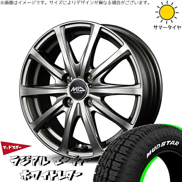 マッドスター ラジアルAT 175/65R15 ＋ MIDホイール V25 メタリックグレー 15インチ 5.5J +40 4H100P サマー・ホイール4本セット。1枚目。