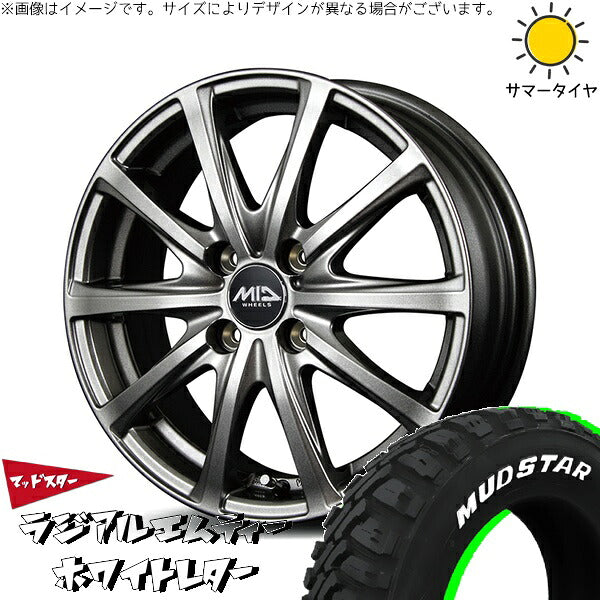 マッドスター ラジアル M/T (RADIAL M/T) 175/60R16 ＋ MIDホイール V25 メタリックグレー 16インチ 6J +43 4H100P サマー・ホイール4本セット。1枚目。