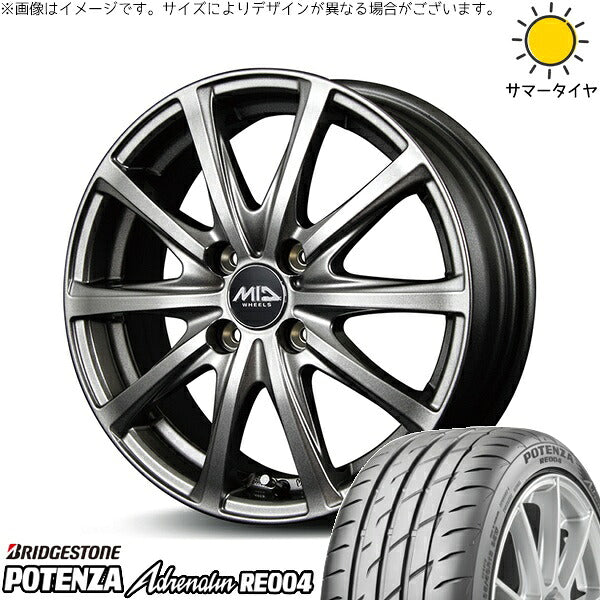 ブリヂストン ポテンザ アドレナリン RE004 165/45R16 ＋ MIDホイール V25 メタリックグレー 16インチ 6J +43 4H100P サマー・ホイール4本セット。1枚目。