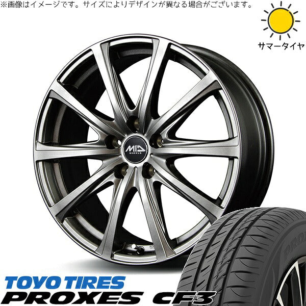 トーヨータイヤ プロクセス CF3 215/55R17 ＋ MIDホイール V25 メタリックグレー 17インチ 7J +55 5H114.3P サマー・ホイール4本セット。1枚目。