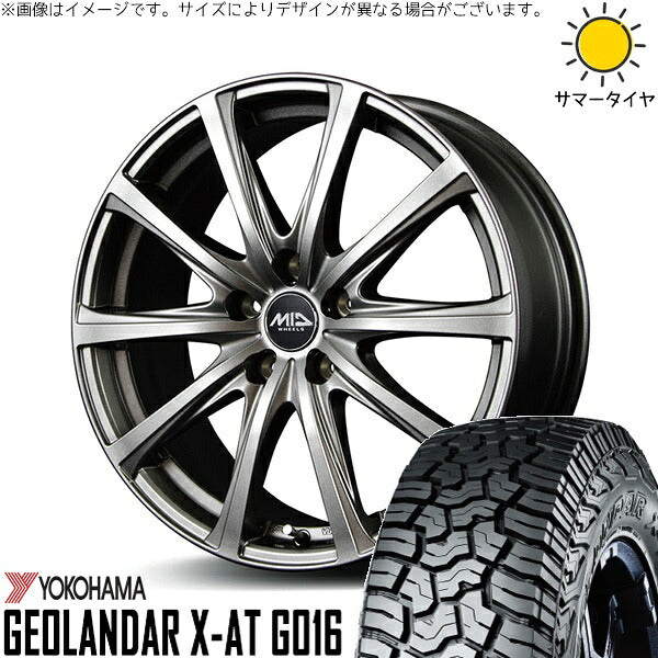 ヨコハマタイヤ ジオランダー X-A/T G016 (GEOLANDAR X-A/T G016) 215/70R16 ＋ MIDホイール V25 メタリックグレー 16インチ 6.5J +48 5H114.3P サマー・ホイール4本セット。1枚目。