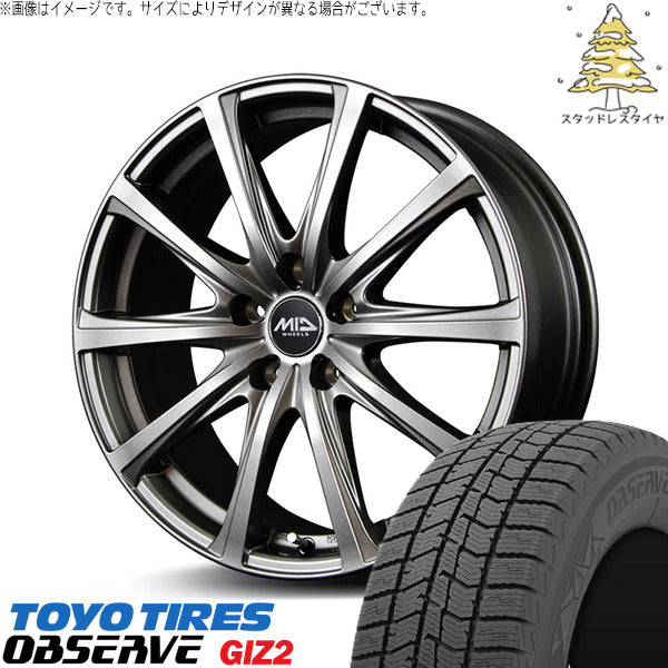 トーヨータイヤ OBSERVE 205/65R16 ＋ MIDホイール V25 メタリックグレー 16インチ 6.5J +48 5H114.3P スタッドレス・ホイール4本セット。1枚目。