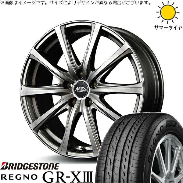 ブリヂストン レグノ GR-X3 205/45R17 ＋ MIDホイール V25 メタリックグレー 17インチ 7J +55 5H114.3P サマー・ホイール4本セット。1枚目。