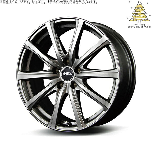 輸入スタッドレスタイヤ（銘柄指定不可） 225/45R18 ＋ MIDホイール V25 メタリックグレー 18インチ 7.5J +38 5H114.3P ホイール4本セット。1枚目。