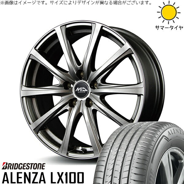 ブリヂストン アレンザ LX100 215/60R17 ＋ MIDホイール V25 メタリックグレー 17インチ 7J +48 5H114.3P サマー・ホイール4本セット。1枚目。