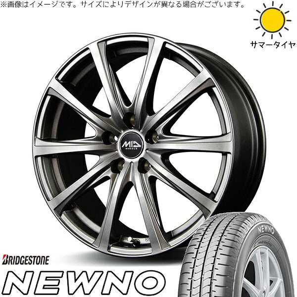 ブリヂストン ニューノ 185/60R15 ＋ MIDホイール V25 メタリックグレー 15インチ 6J +45 5H100P サマー・ホイール4本セット。1枚目。