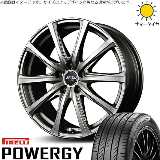 ピレリ パワジー 195/65R15 ＋ MIDホイール V25 メタリックグレー 15インチ 6J +45 5H114.3P サマー・ホイール4本セット。1枚目。