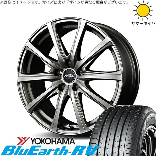ヨコハマタイヤ ブルーアース RV03 175/65R15 ＋ MIDホイール V25 メタリックグレー 15インチ 6J +45 5H100P サマー・ホイール4本セット。1枚目。