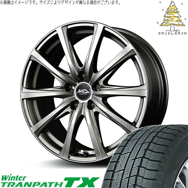 トーヨータイヤ ウィンタートランパス TX 215/70R16 ＋ MIDホイール V25 メタリックグレー 16インチ 6.5J +48 5H114.3P スタッドレス・ホイール4本セット。1枚目。