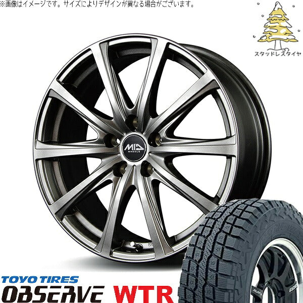 トーヨータイヤ オブザーブ W/T-R (OBSERVE WTR) 215/65R16 ＋ MIDホイール V25 メタリックグレー 16インチ 6.5J +38 5H114.3P スタッドレス・ホイール4本セット。1枚目。