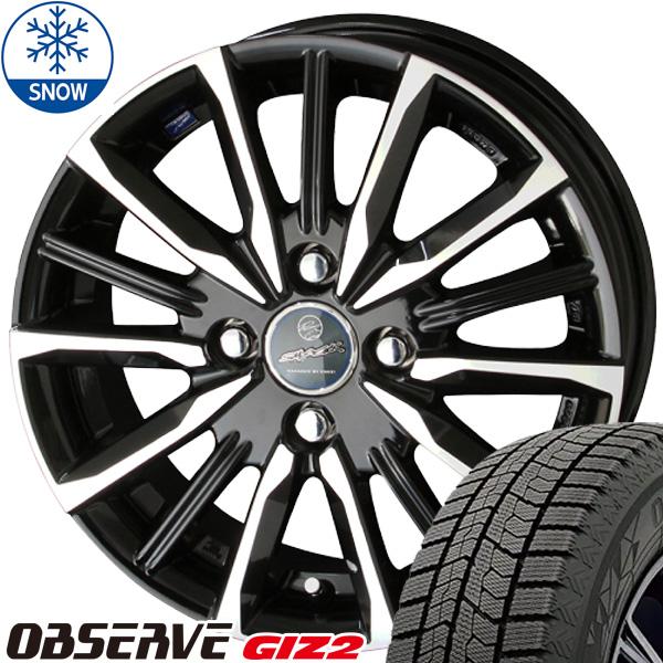 トーヨータイヤ OBSERVE 175/65R15 ＋ スマック ヴァルキリー サファイアブラックポリッシュ 15インチ 4.5J +45 4H100P スタッドレス・ホイール4本セット。1枚目。