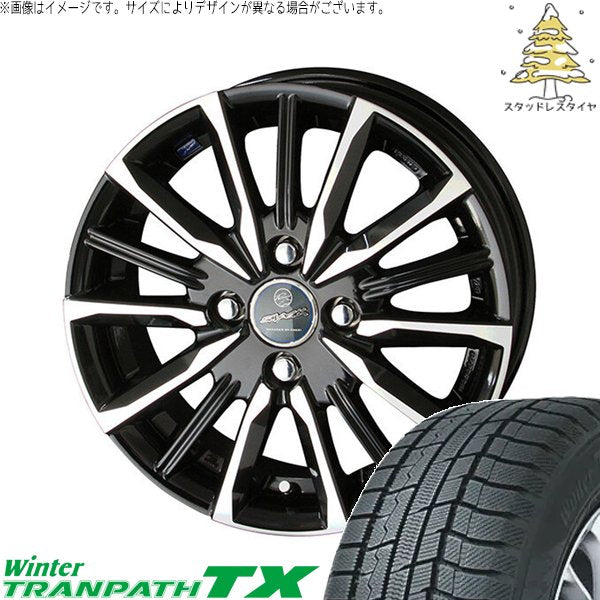 トーヨータイヤ ウィンタートランパス TX 155/65R14 ＋ スマック ヴァルキリー サファイアブラックポリッシュ 14インチ 4.5J +45 4H100P スタッドレス・ホイール4本セット。1枚目。