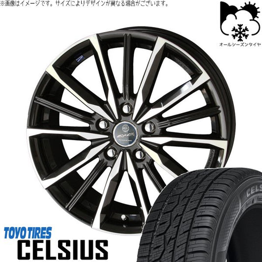 トーヨータイヤ セルシアス 215/65R16 ＋ スマック ヴァルキリー サファイアブラックポリッシュ 16インチ 6.5J +38 5H114.3P オールシーズン・ホイール4本セット。1枚目。