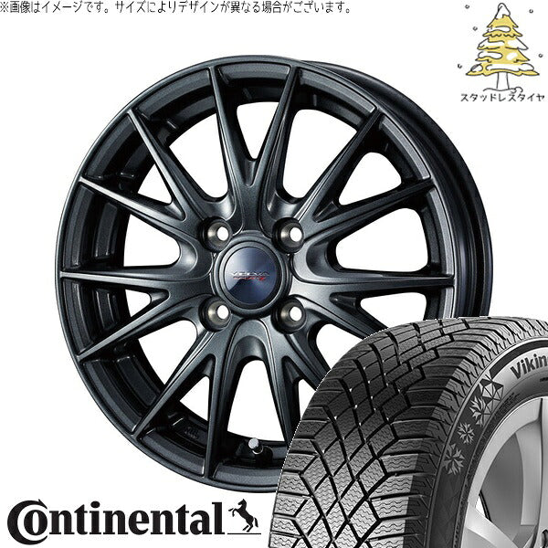 コンチネンタル バイキングコンタクト7 175/65R14 ＋ ヴェルヴァ スポルト2 ディープメタル2 14インチ 5.5J +38 4H100P スタッドレス・ホイール4本セット。1枚目。