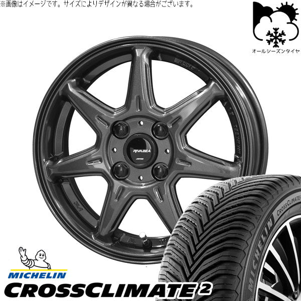 ミシュラン CROSSCLIMATE 2 175/65R15 ＋ RIVAZZA VEX-7 ガンブラック 15インチ 4.5J +45 4H100P オールシーズン・ホイール4本セット。1枚目。