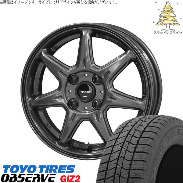 トーヨータイヤ OBSERVE 165/60R15 ＋ RIVAZZA VEX-7 ガンブラック 15インチ 4.5J +45 4H100P スタッドレス・ホイール4本セット。1枚目。