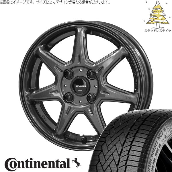 コンチネンタル ノースコンタクト NC7 185/65R15 ＋ RIVAZZA VEX-7 ガンブラック 15インチ 5.5J +45 4H100P スタッドレス・ホイール4本セット。1枚目。
