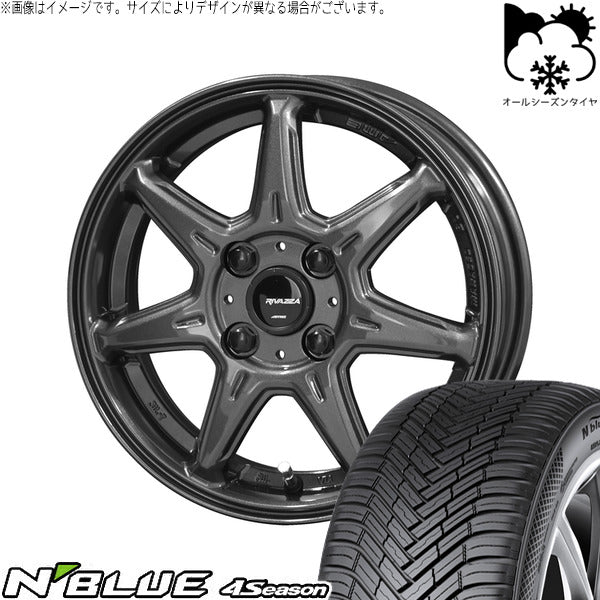 ネクセン エヌブルー 4シーズン 155/65R14 ＋ RIVAZZA VEX-7 ガンブラック 14インチ 4.5J +44 4H100P オールシーズン・ホイール4本セット。1枚目。