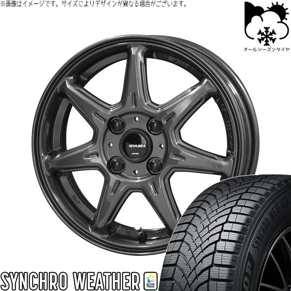 ダンロップ シンクロウェザー 165/65R14 ＋ RIVAZZA VEX-7 ガンブラック 14インチ 4.5J +45 4H100P オールシーズン・ホイール4本セット。1枚目。