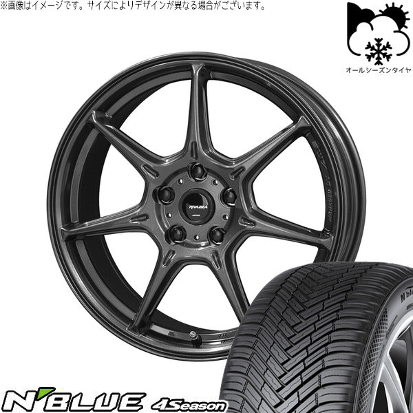 ネクセン エヌブルー 4シーズン 195/55R16 ＋ RIVAZZA VEX-7 ガンブラック 16インチ 6.5J +53 5H114.3P オールシーズン・ホイール4本セット。1枚目。