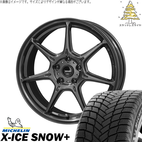 ミシュラン エックスアイス スノー+ 225/50R17 ＋ RIVAZZA VEX-7 ガンブラック 17インチ 7.0J +40 5H114.3P スタッドレス・ホイール4本セット。1枚目。