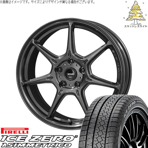 ピレリ アイスゼロアシンメトリコ 235/45R18 ＋ RIV VEX-7 EVO ガンブラック 18インチ 8.5J +52 5H120P スタッドレス・ホイール4本セット。1枚目。