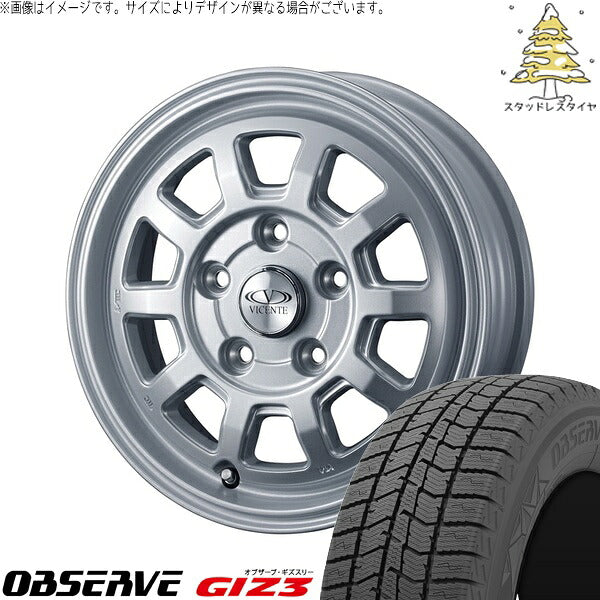 トーヨータイヤ オブザーブ GIZ3 155/65R13 ＋ ヴィセンテ06-NE シルバー 13インチ 4J +40 4H100P スタッドレス・ホイール4本セット。1枚目。