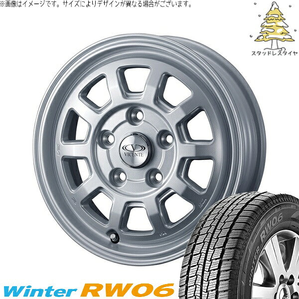 ハンコック ウィンター RW06 185R14 ＋ ヴィセンテ06-NV シルバー 14インチ 5J +43 4H114.3P スタッドレス・ホイール4本セット。1枚目。